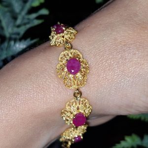 Браслет серебро натуральный рубин