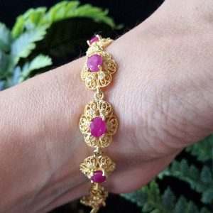 Браслет серебро природный рубин