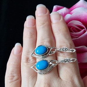 Серьги серебро природная бирюза и марказит
