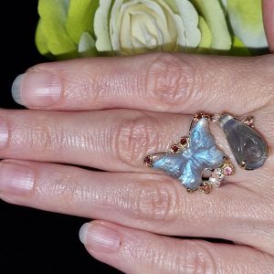 Кольцо серебро природный лабрадорит