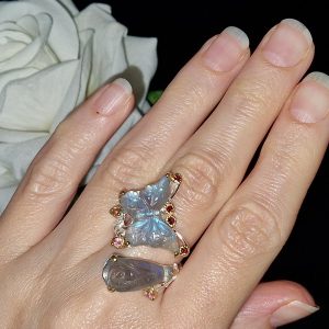 Кольцо серебро природный лабрадор