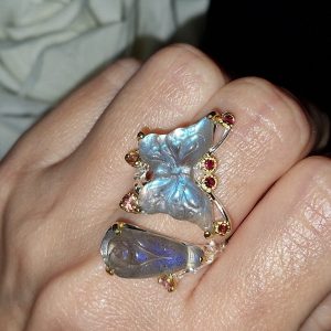 Кольцо серебро природный лабрадорит