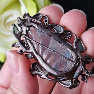 Кулон/брошь серебро природный аквамарин и турмалин