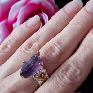 Кольцо серебро природный аметист