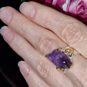 Кольцо серебро природный аметист