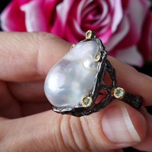 Перстень серебро натуральный жемчуг