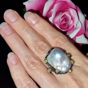 Перстень серебро натуральный жемчуг