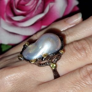 Перстень серебро натуральный жемчуг