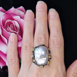 Перстень серебро натуральный жемчуг