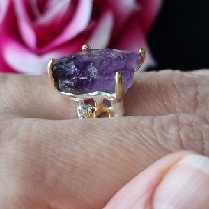 Кольцо серебро природный аметист