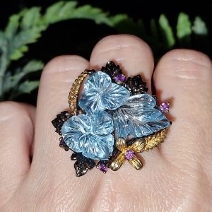 Перстень серебро натуральный аквамарин