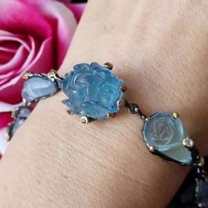 Браслет серебро натуральный аквамарин