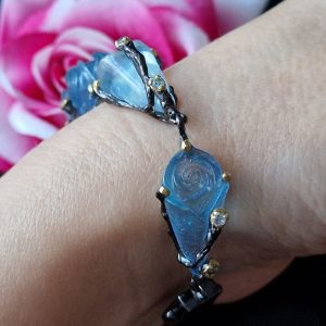 Браслет серебро природный аквамарин