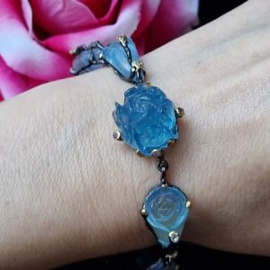 Браслет серебро природный аквамарин