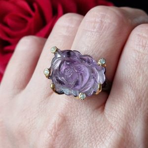 Кольцо серебро природный аметист