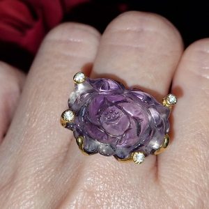 Кольцо серебро природный аметист