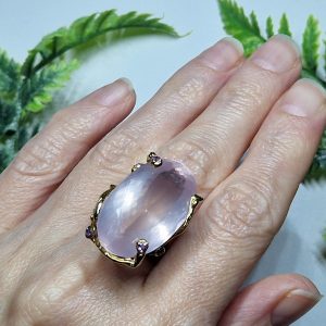 Перстень серебро натуральный розовый кварц