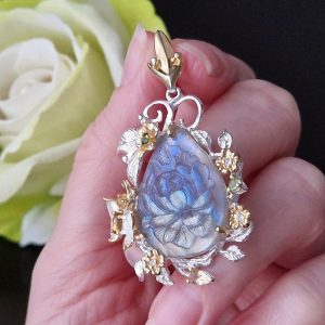 Подвес серебро натуральный лабрадор