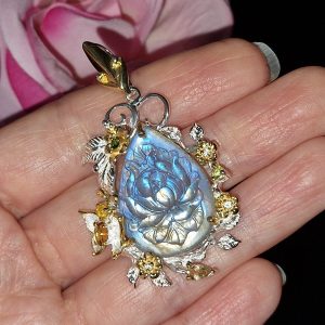 Кулон серебро природный лабрадорит