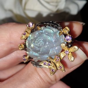 Кольцо серебро природный лабрадор