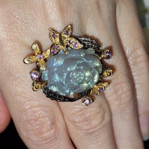 Кольцо серебро природный лабрадорит