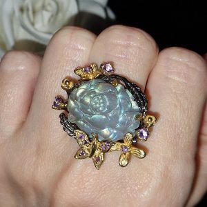 Перстень серебро натуральный лабрадор