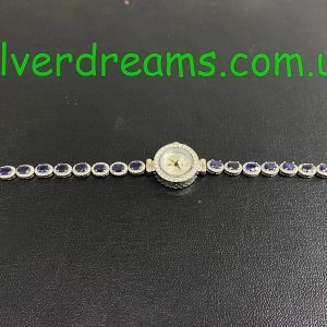 Браслет/часы серебро натуральный сапфир