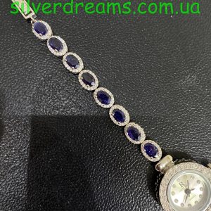 Браслет/часы серебро природный сапфир