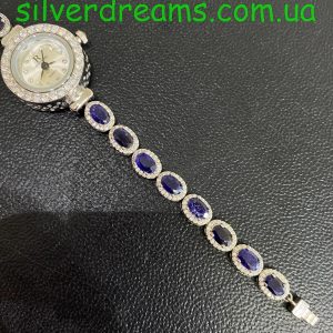 Браслет/часы серебро натуральный сапфир
