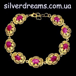 Браслет серебро природный рубин