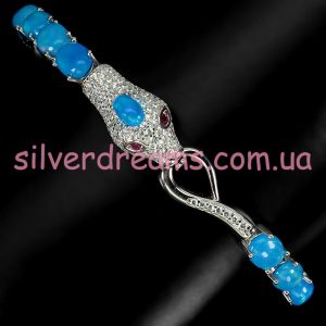 Браслет серебро природный голубой опал