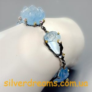 Браслет серебро натуральный аквамарин