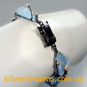 Браслет серебро натуральный аквамарин