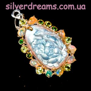Кулон серебро природный лабрадорит