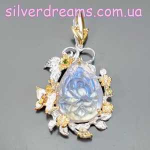 Кулон серебро природный лабрадорит