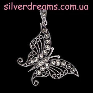 Подвес серебро натуральный марказит