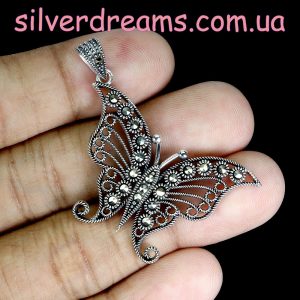 Кулон серебро природный марказит