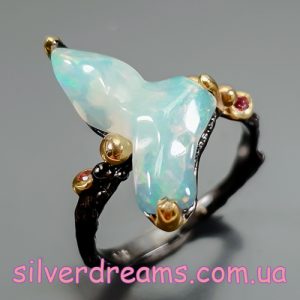 Кольцо серебро природный эфиопский опал