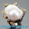 Кольцо серебро природный барочный жемчуг