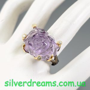 Перстень серебро натуральный аметист