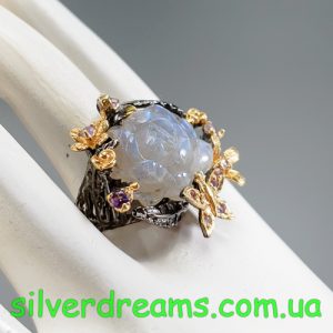 Перстень серебро натуральный лабрадорит