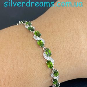 Браслет серебро натуральный диопсид