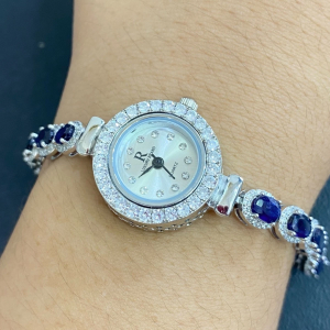 Браслет/часы серебро природный сапфир