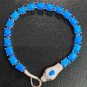 Браслет серебро натуральный голубой опал