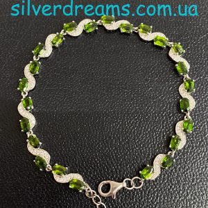 Браслет серебро природный хромдиопсид
