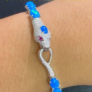 Браслет серебро природный голубой опал