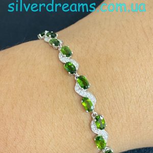 Браслет серебро натуральный хромдиопсид