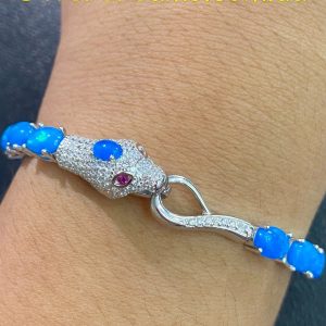 Браслет серебро природный голубой опал