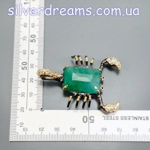 Брошь/кулон серебро природный берилл