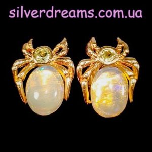 Серьги серебро природный эфиопский опал